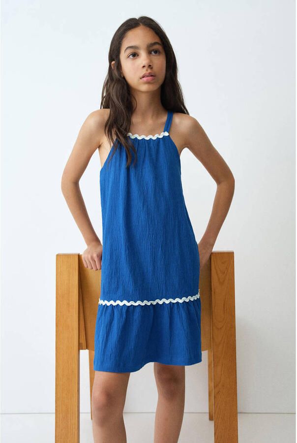 Mango Kids midi jurk blauw - Foto 3
