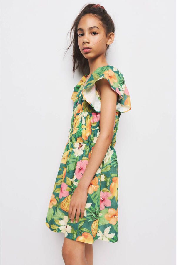 Mango Kids midi jurk groen - Foto 3