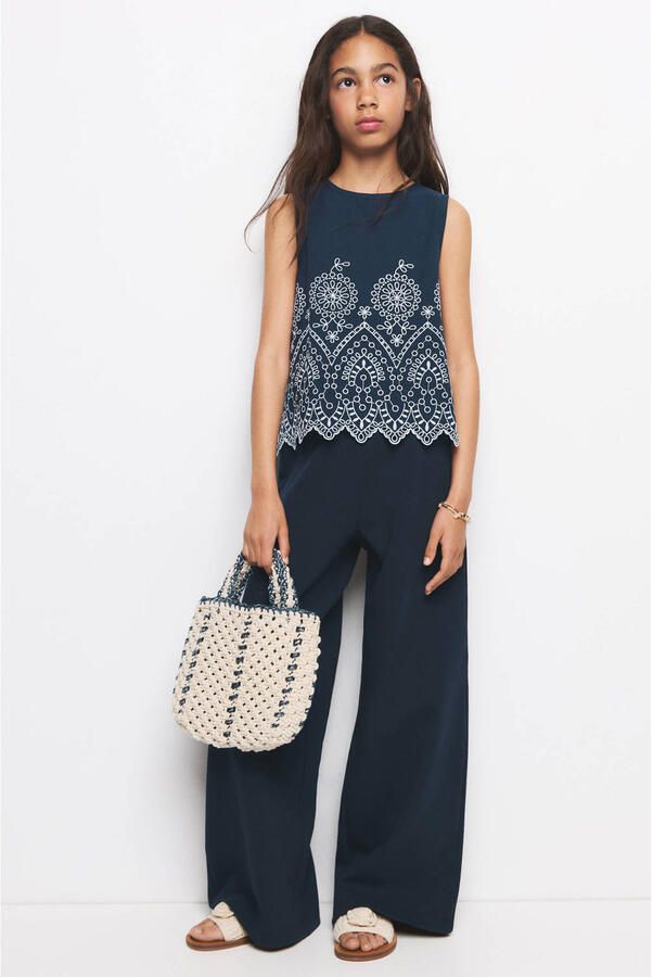Mango Kids mouwloze top donkerblauw
