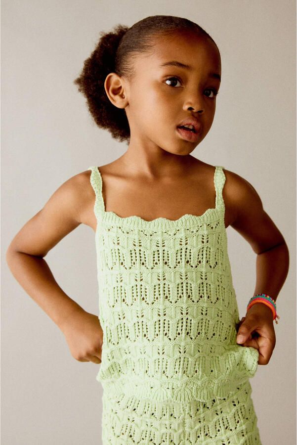 Mango Kids mouwloze top lichtgroen