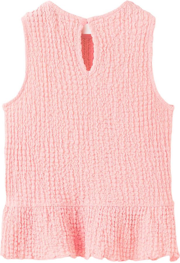 Mango Kids mouwloze top met textuur roze - Foto 3