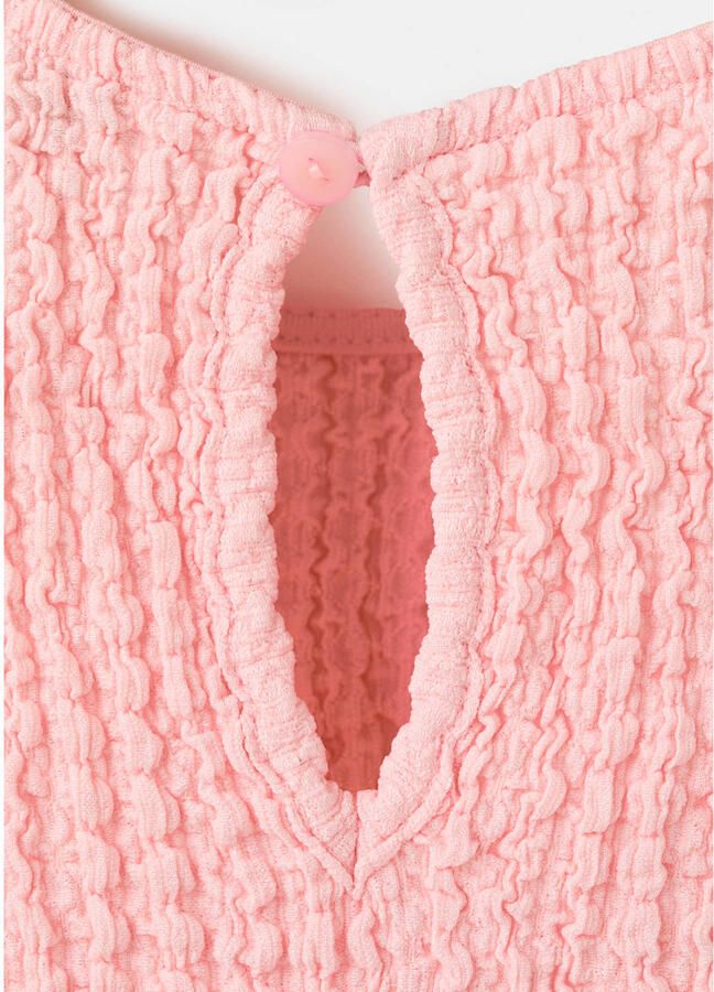 Mango Kids mouwloze top met textuur roze - Foto 2