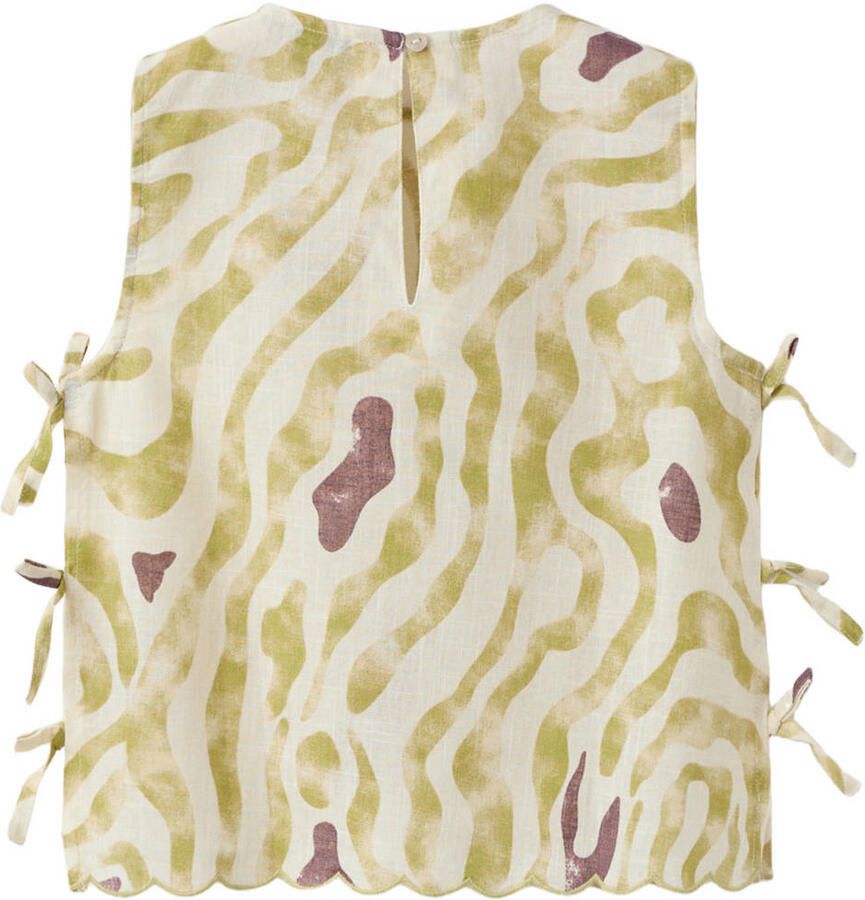 Mango Kids mouwloze top met zebraprint groen - Foto 2