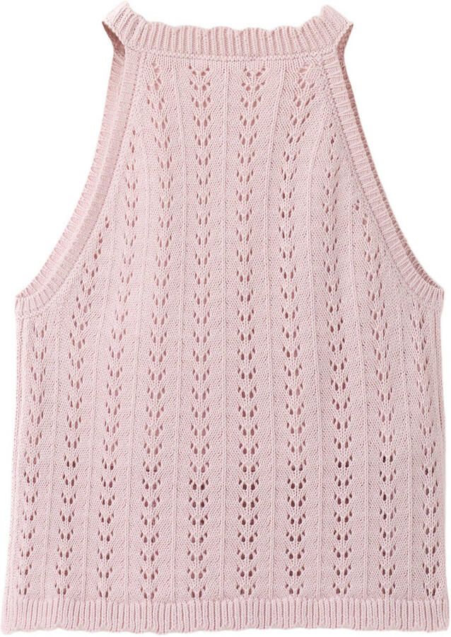 Mango Kids mouwloze top roze gebreid