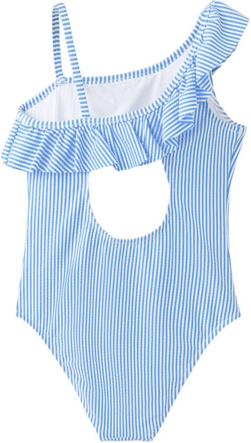 Mango Kids one shoulder badpak blauw wit