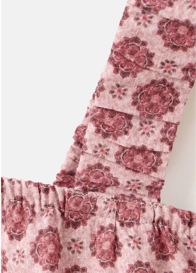 Mango Kids one shoulder gebloemde top donkerrood - Foto 2