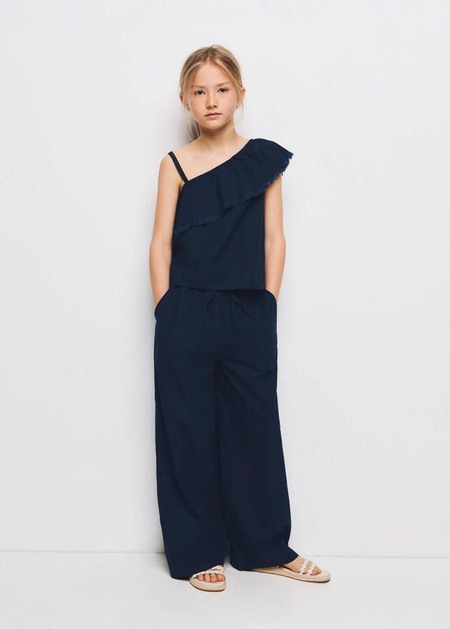 Mango Kids one shoulder top donkerblauw