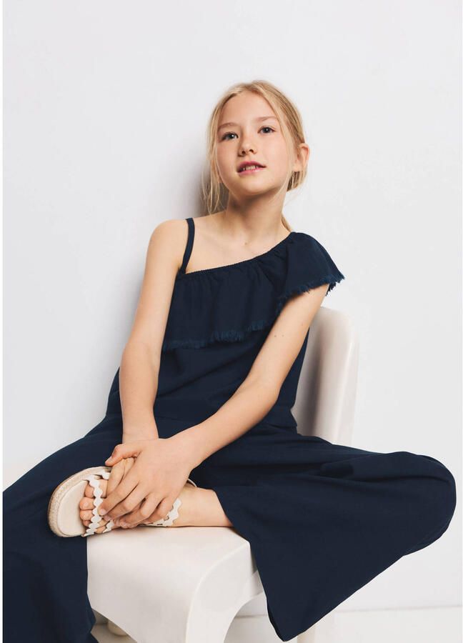 Mango Kids one shoulder top donkerblauw - Foto 3