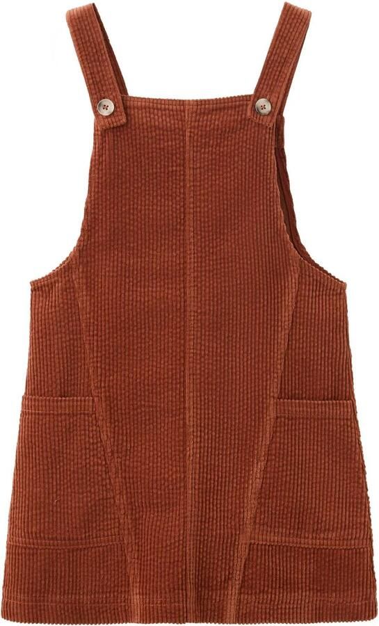 Mango Kids overgooier roest koper Jurk Meisjes Corduroy Vierkante hals - Foto 1