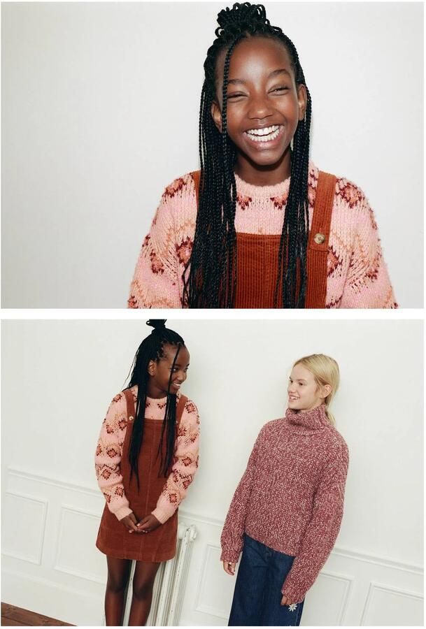 Mango Kids overgooier roest koper Jurk Meisjes Corduroy Vierkante hals - Foto 2