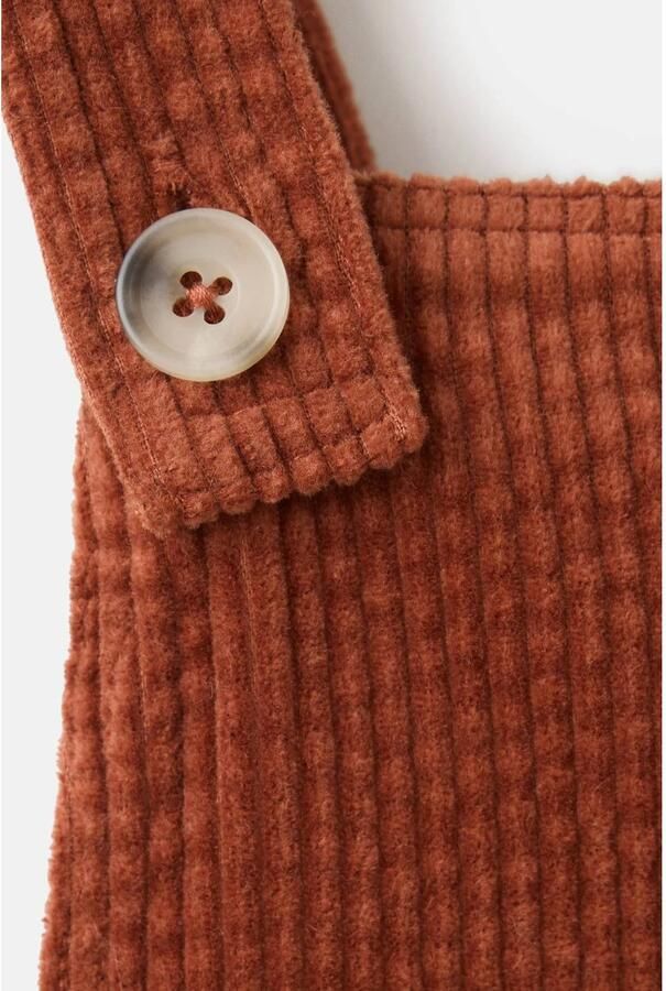 Mango Kids overgooier roest koper Jurk Meisjes Corduroy Vierkante hals - Foto 3