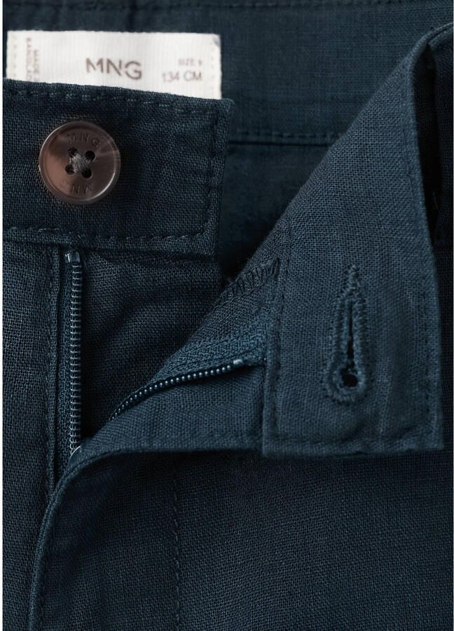 Mango Kids pantalon met linnen donkerblauw - Foto 2