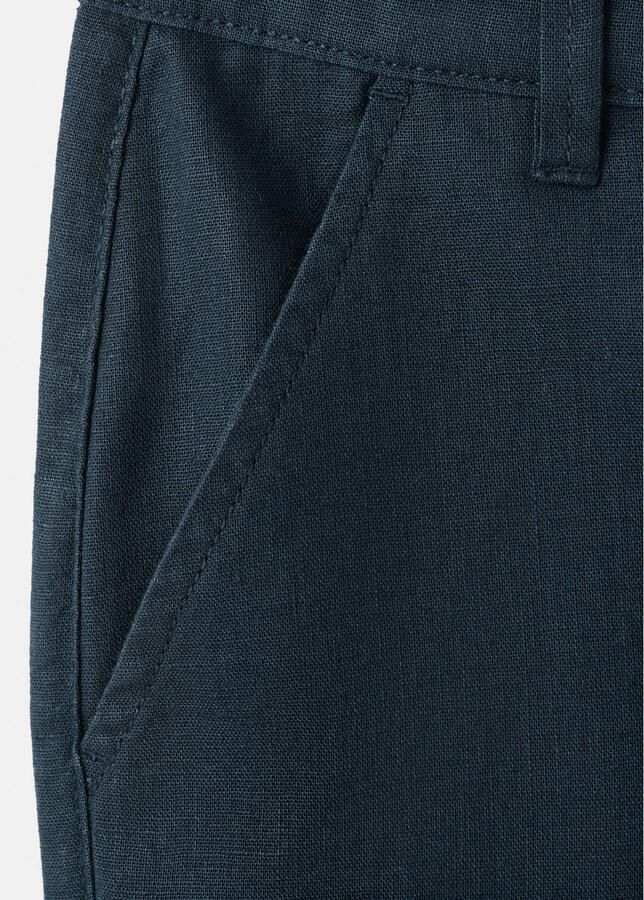 Mango Kids pantalon met linnen donkerblauw - Foto 3