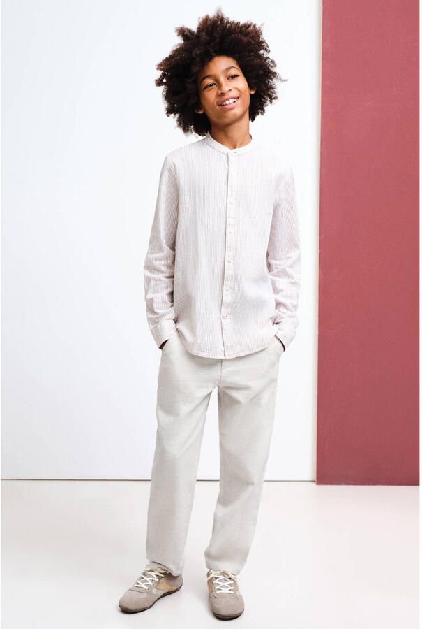Mango Kids pantalon met linnen zand