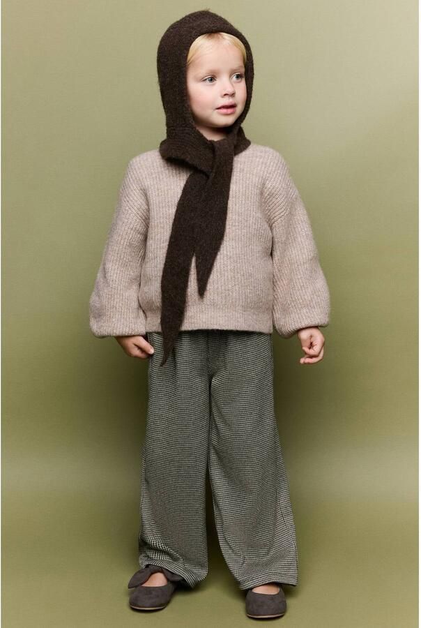 Mango Kids pied-de-poule casual broek bruin ecru Meisjes Polyester Pied de Poule