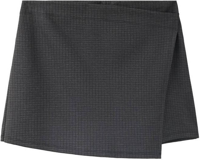 Mango Kids pied-de-poule skort antraciet Rok Grijs Meisjes Polyester