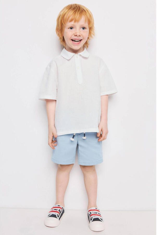 Mango Kids polo met linnen wit