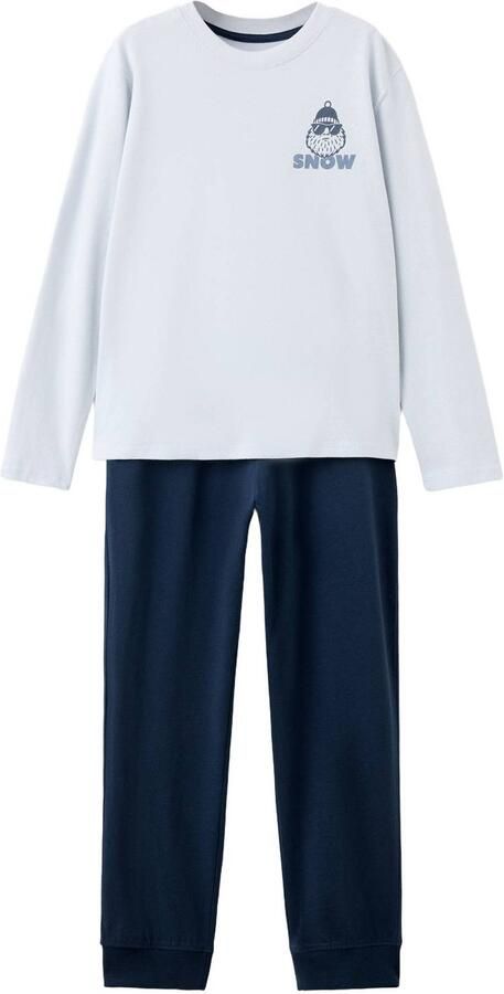 Mango Kids pyjama met backprint grijs blauw
