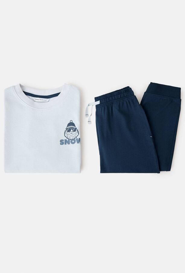 Mango Kids pyjama met backprint grijs blauw - Foto 2