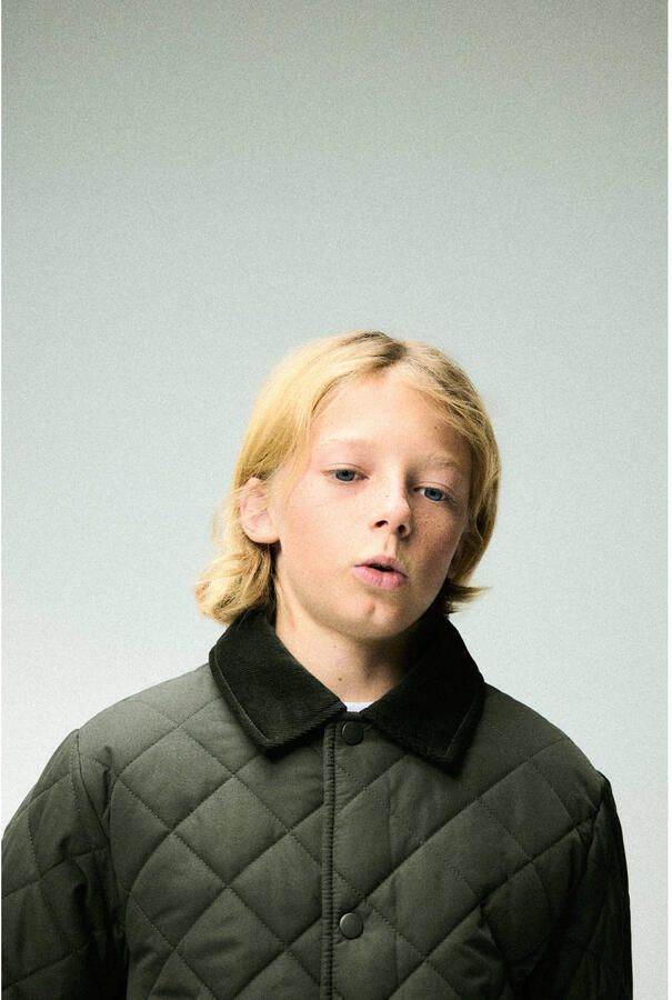 Mango Kids quilted winterjas kaki - Foto 2