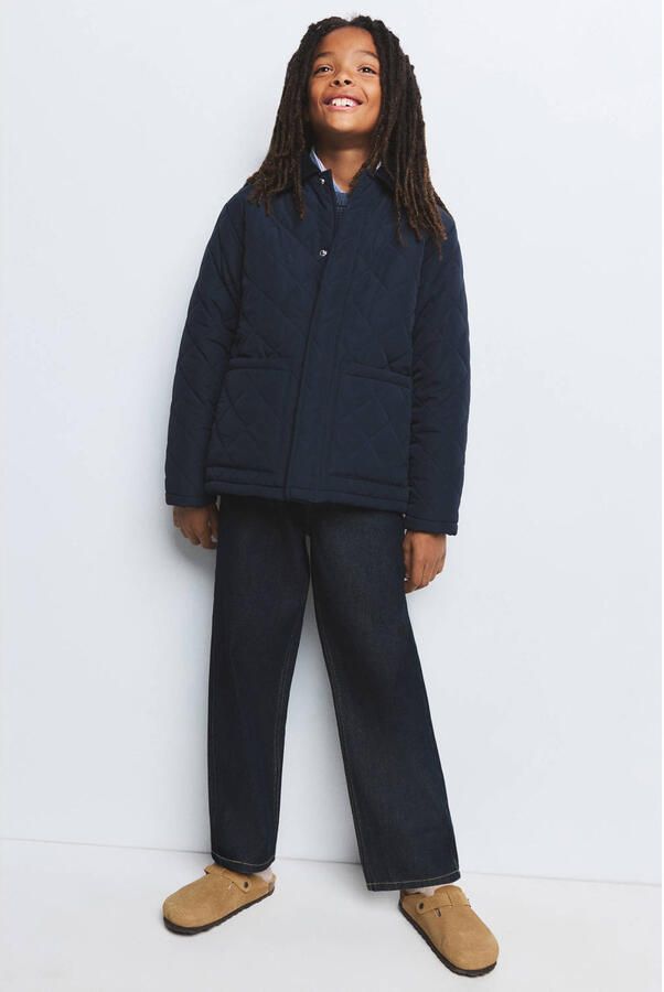 Mango Kids quilted winterjas marineblauw