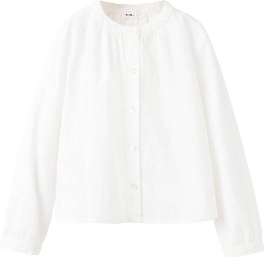 Mango Kids rechtvallende blouse met borduursels wit