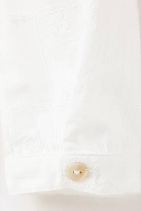 Mango Kids rechtvallende blouse met borduursels wit Meisjes Katoen Ronde hals - Foto 3