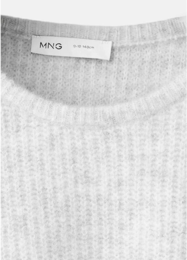 Mango Kids rechtvallende gebreide trui lichtgrijs Meisjes Acryl Ronde hals - Foto 2