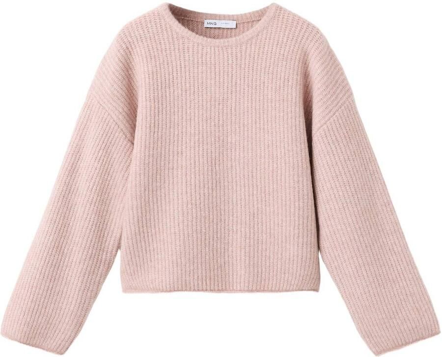 Mango Kids rechtvallende gebreide trui roze