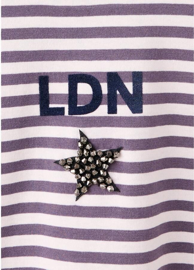 Mango Kids rechtvallende gestreepte longsleeve met studs paars Meisjes Katoen Ronde hals - Foto 2