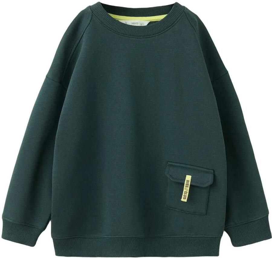 Mango Kids rechtvallende sweater donkergroen