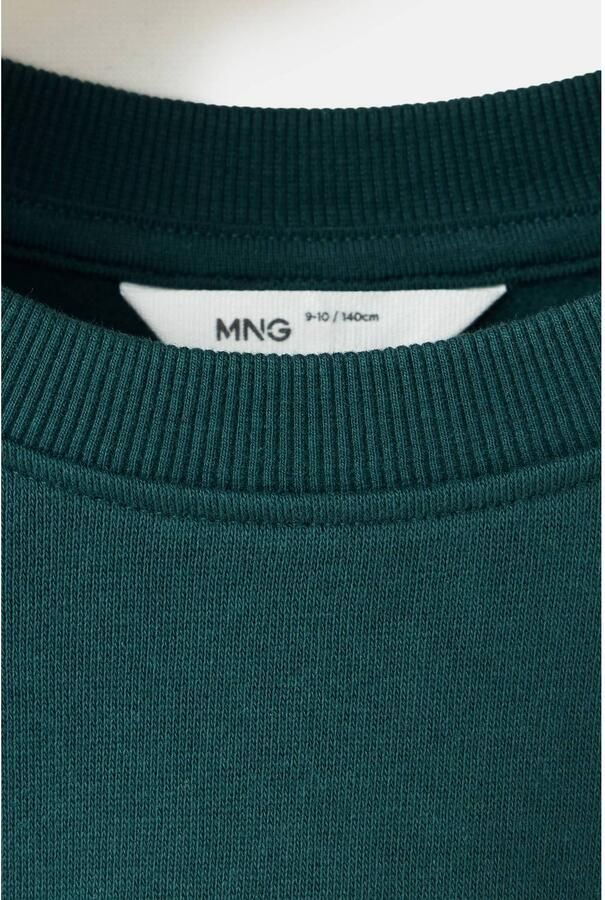 Mango Kids rechtvallende sweater met backprint donkergroen - Foto 3
