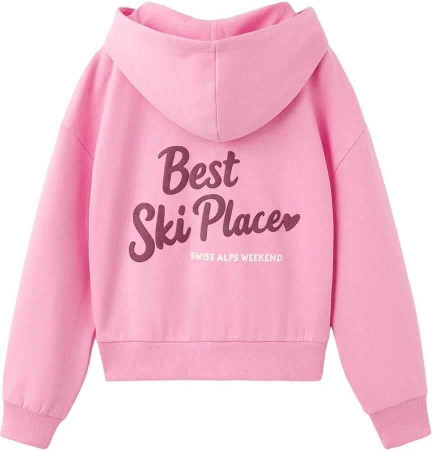 Mango Kids rechtvallende sweater met backprint roze - Foto 2