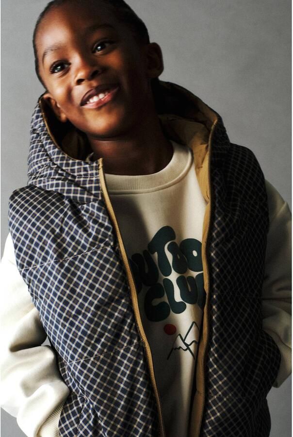 Mango Kids rechtvallende sweater met tekst ecru - Foto 2
