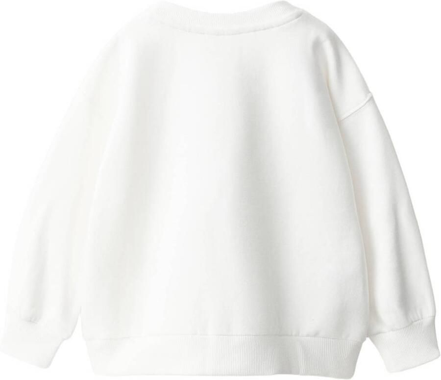 Mango Kids rechtvallende sweater met tekst naturel wit rood - Foto 2