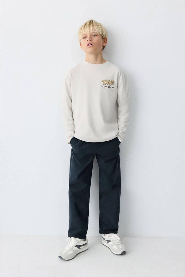 Mango Kids regular casual broek marineblauw