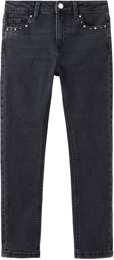 Mango Kids regular waist slim fit jeans met studs grijs