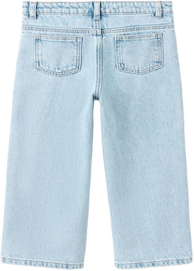 Mango Kids regular waist straight leg jeans met strass-steentjes lichtblauw - Foto 2