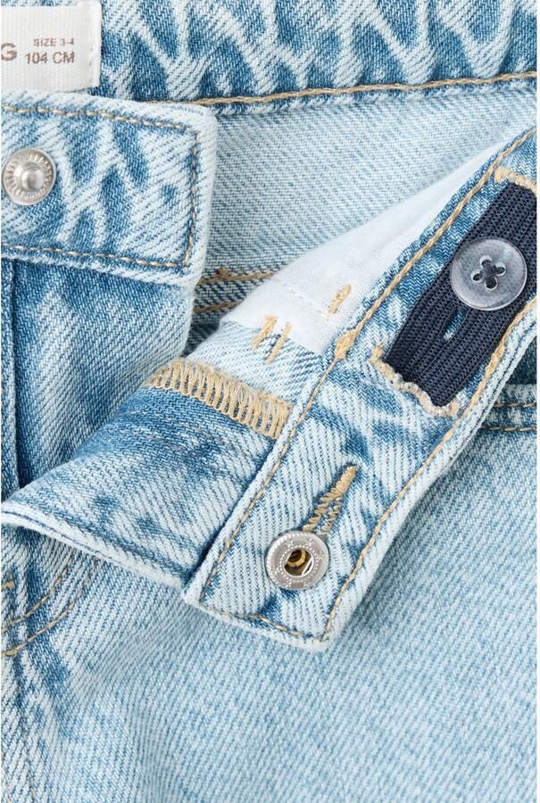 Mango Kids regular waist straight leg jeans met strass-steentjes lichtblauw - Foto 3