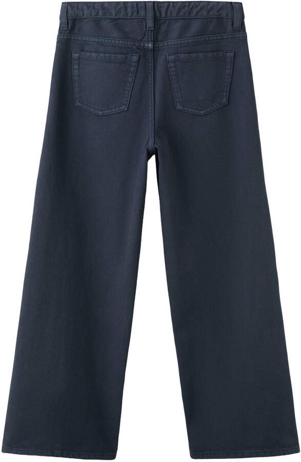 Mango Kids regular waist wide leg cropped jeans met strass-steentjes donkerblauw - Foto 2