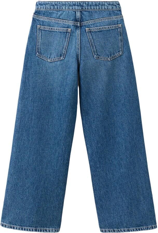 Mango Kids regular waist wide leg jeans mediumblauw - Foto 2