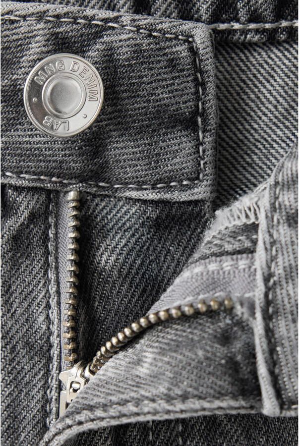 Mango Kids regular waist wide leg jeans met borduursels grijs