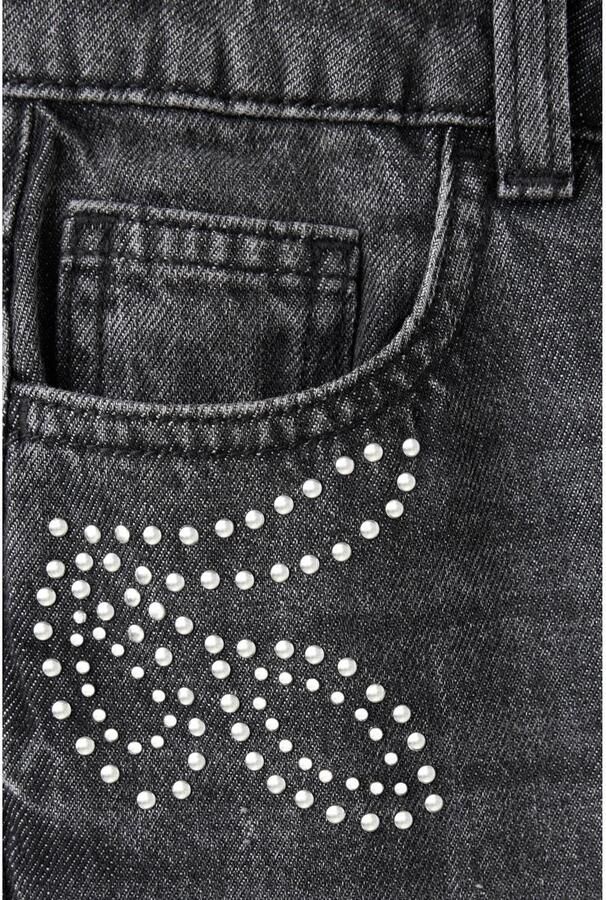 Mango Kids regular waist wide leg jeans met studs en print grijs - Foto 2