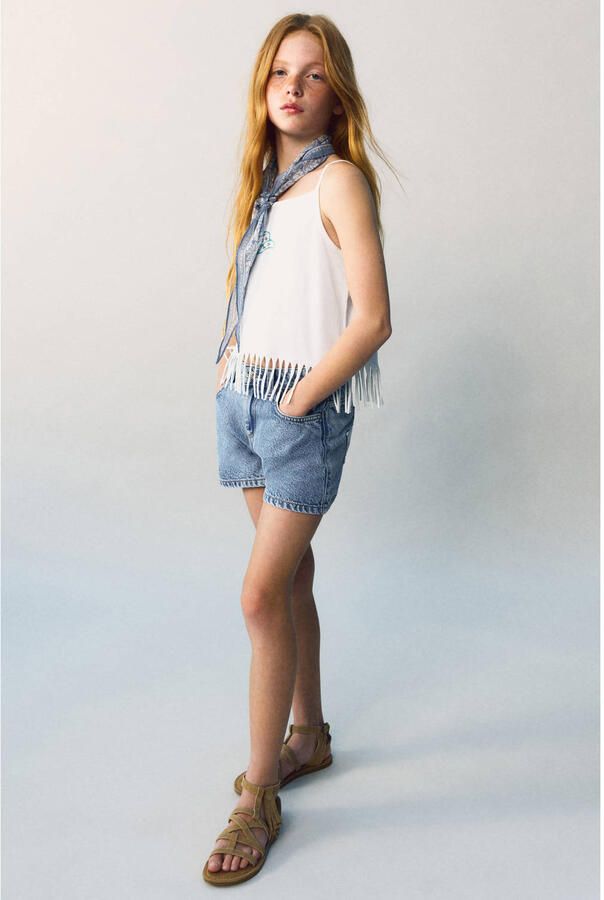 Mango Kids regular waist short medium blue denim