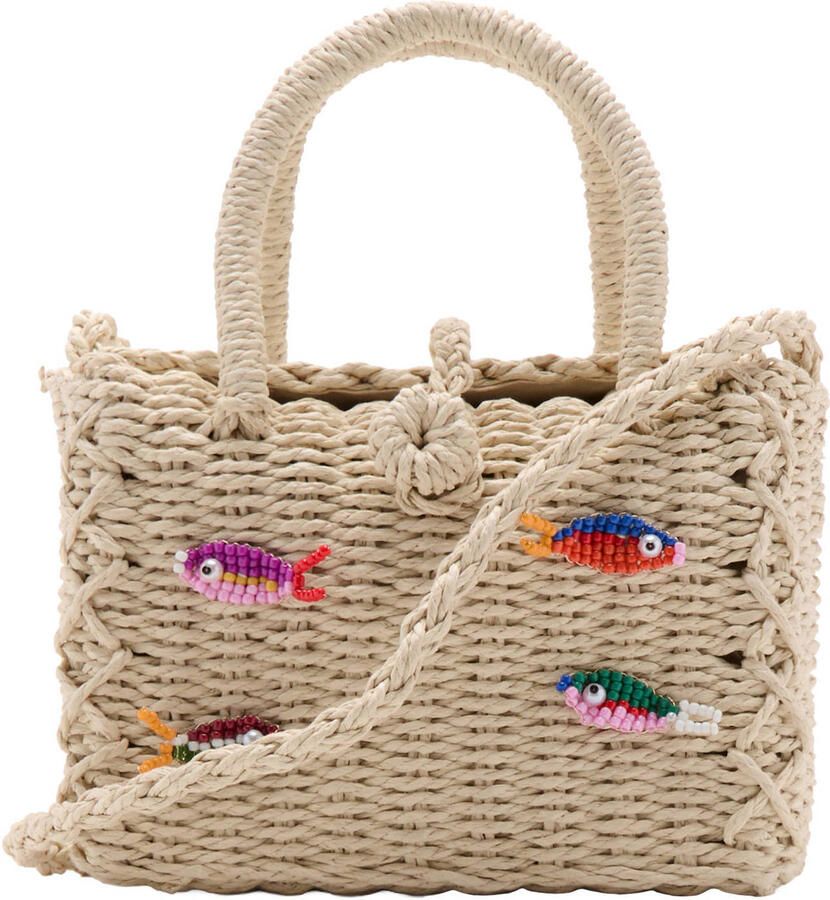 Mango Kids rieten handtas beige
