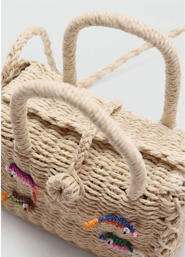 Mango Kids rieten handtas beige - Foto 2