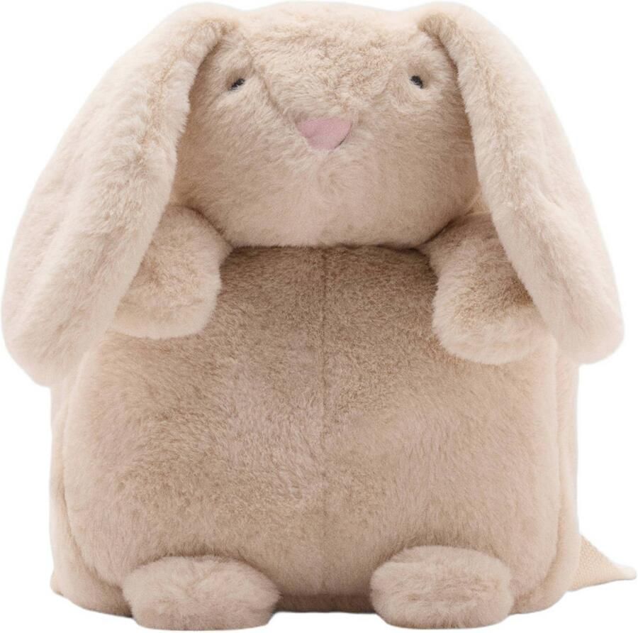 Mango Kids rugzak van imitatiebont beige Effen | Rugzak van