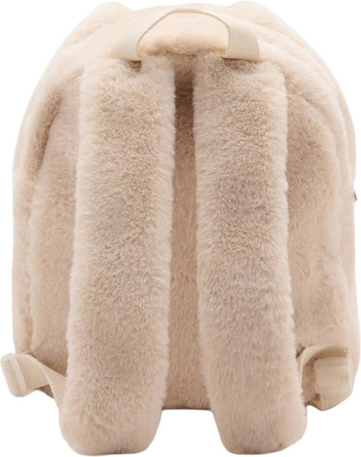 Mango Kids rugzak van imitatiebont beige Effen | Rugzak van - Foto 2