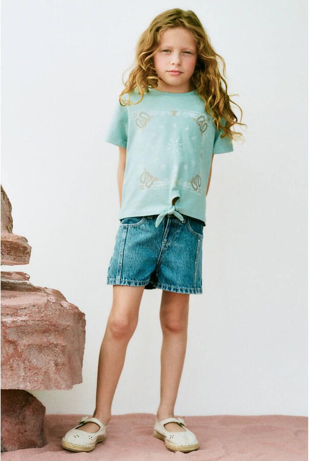 Mango Kids short medium blue denim - Foto 2