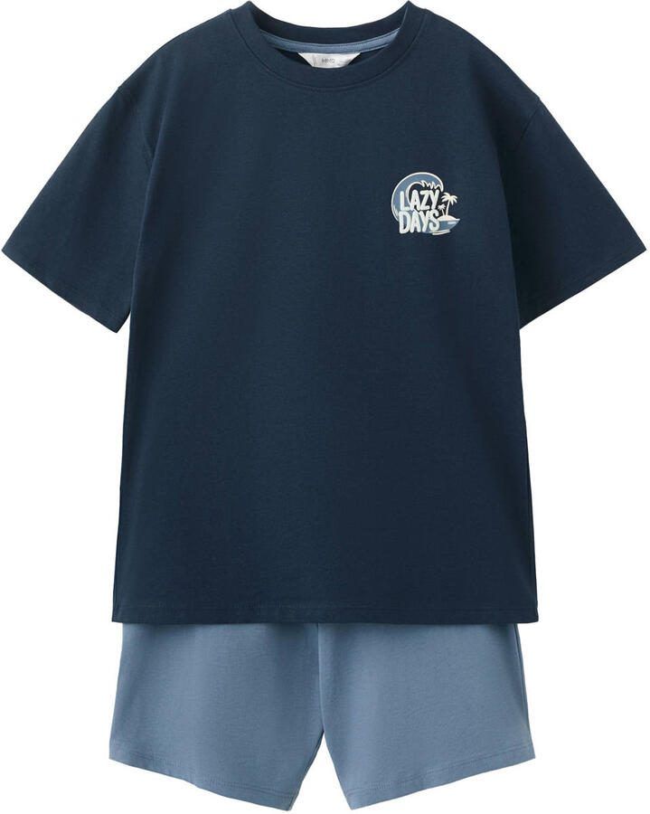 Mango Kids shortama donkerblauw